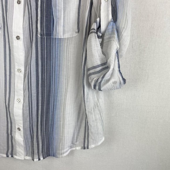 CALVIN KLEIN White Sheer Stripe Shirt NWT - Picture 3 of 7
